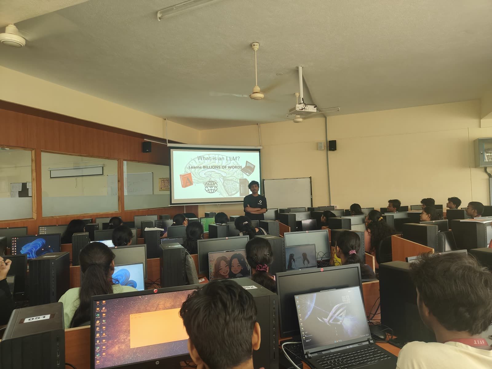 Earthling Aidtech workshop session with students in a computer lab